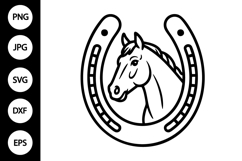 Horseshoe with Horse Head SVG Product Image 1