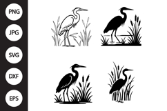 Heron with Reeds SVG, Heron with Reeds Clipart Product Image 1