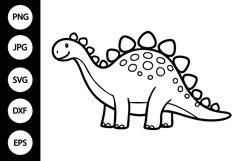 Outline Doodle Dinosaur SVG, Coloring Page Product Image 1
