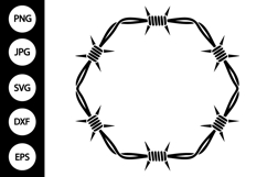 Barbed Wire SVG, Barbed Wire Hexagon SVG Product Image 1