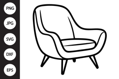 Modern Lounge Chair Outline SVG, Coloring Page Product Image 1