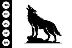 Howling Wolf Silhouette SVG Product Image 1