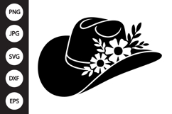 Cowboy Hat Flowers SVG Product Image 1
