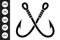 Crossed Fishing Hooks SVG Product Image 1