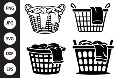 Laundry Basket with Clothes SVG Product Image 1