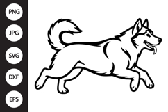 Husky Running Outline SVG, Coloring Page Product Image 1