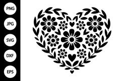 Flower Heart SVG, Floral Heart SVG Product Image 1