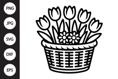 Flower Basket Outline SVG, Coloring Page Product Image 1