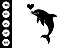 Dolphin with Heart Bubble SVG Product Image 1