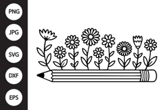 wildflowers pencil SVG Product Image 1