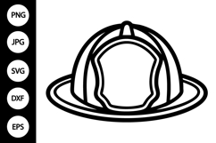 Fireman Hat Outline SVG, Coloring Page Product Image 1