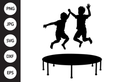 Kids Jumping On Trampoline SVG Product Image 1