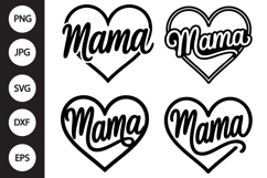 Mama Heart SVG, Mama Heart Clipart, Mothers day SVG Product Image 1