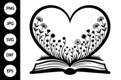 Heart Floral Book SVG Product Image 1
