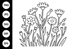 Flower Meadow Outline SVG, Coloring Page Product Image 1
