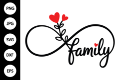 Infinity Family with Heart Flowers SVG Product Image 1