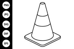 Outline Traffic Cone SVG, Coloring Page Product Image 1