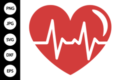 Red Heart with Heartbeat Line SVG Product Image 1