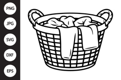 Laundry Basket with Clothes SVG Product Image 1