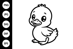 Cute Baby Duckling Outline SVG Product Image 1