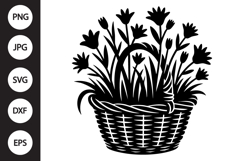 Flower Basket Silhouette SVG Product Image 1