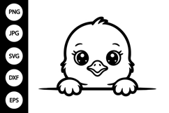 Chick Peeking SVG, Chick Silhouette SVG Product Image 1