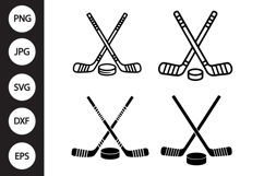 Crossed Hockey Sticks and Puck SVG Product Image 1
