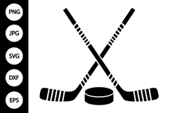 Crossed Hockey Sticks and Puck SVG Product Image 1
