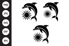 Dolphin with Sun SVG, Dolphin with Sun Clipart Product Image 1