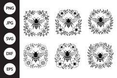 Bee with Flowers SVG, Bee with Flowers Clipart Product Image 1