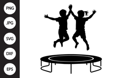Kids Jumping On Trampoline SVG Product Image 1