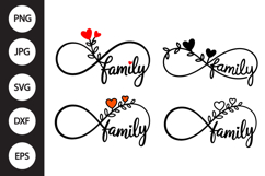 Infinity Family with Heart Flowers SVG Product Image 1