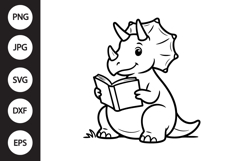 Reading Dinosaur SVG Product Image 1