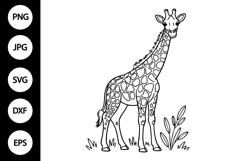 Giraffe Outline SVG, Coloring Page Product Image 1
