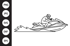 Jet Ski Rider Outline SVG, Coloring Page Product Image 1