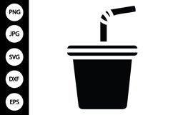 Silhouette Cup with Straw SVG Product Image 1