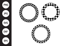 Checkered Circle Frame SVG, Checkered Circle Frame Clipart Product Image 1