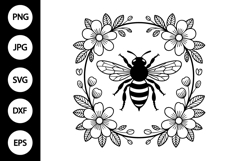Bee with Flowers SVG Product Image 1