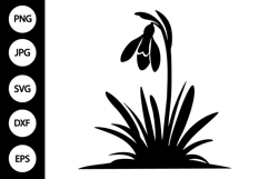 Silhouette Snowdrop Flower SVG Product Image 1