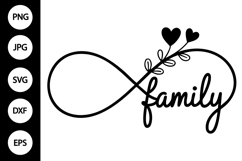 Infinity Family with Heart Flowers SVG Product Image 1