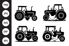 Chicken with Tractor SVG, Chicken with Tractor Clipart Product Image 1