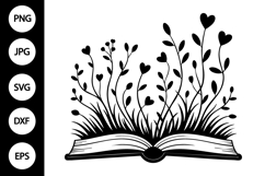 Floral Book SVG, Floral Book Silhouette SVG Product Image 1