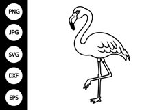 Outline Doodle Flamingo SVG, Coloring Page Product Image 1