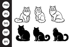 Sitting Long Hair Cat SVG, Sitting Long Hair Cat Clipart Product Image 1