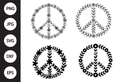 Floral Peace Sign SVG, Floral Peace Sign Clipart Product Image 1