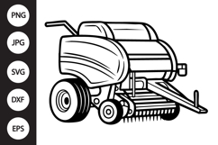 Round Baler Outline SVG, Coloring Page Product Image 1