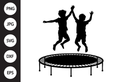 Kids Jumping On Trampoline SVG Product Image 1