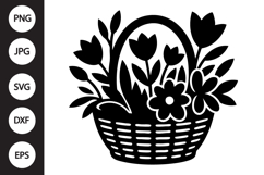 Flower Basket Silhouette SVG Product Image 1