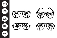Palm Tree Sunglasses SVG, Palm Tree Sunglasses Clipart Product Image 1