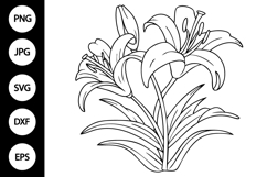 Outline Lily SVG, Coloring Page Product Image 1